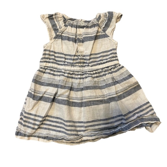 Carters cream and navy linen striped dress size 12 months - Picture 1 of 4